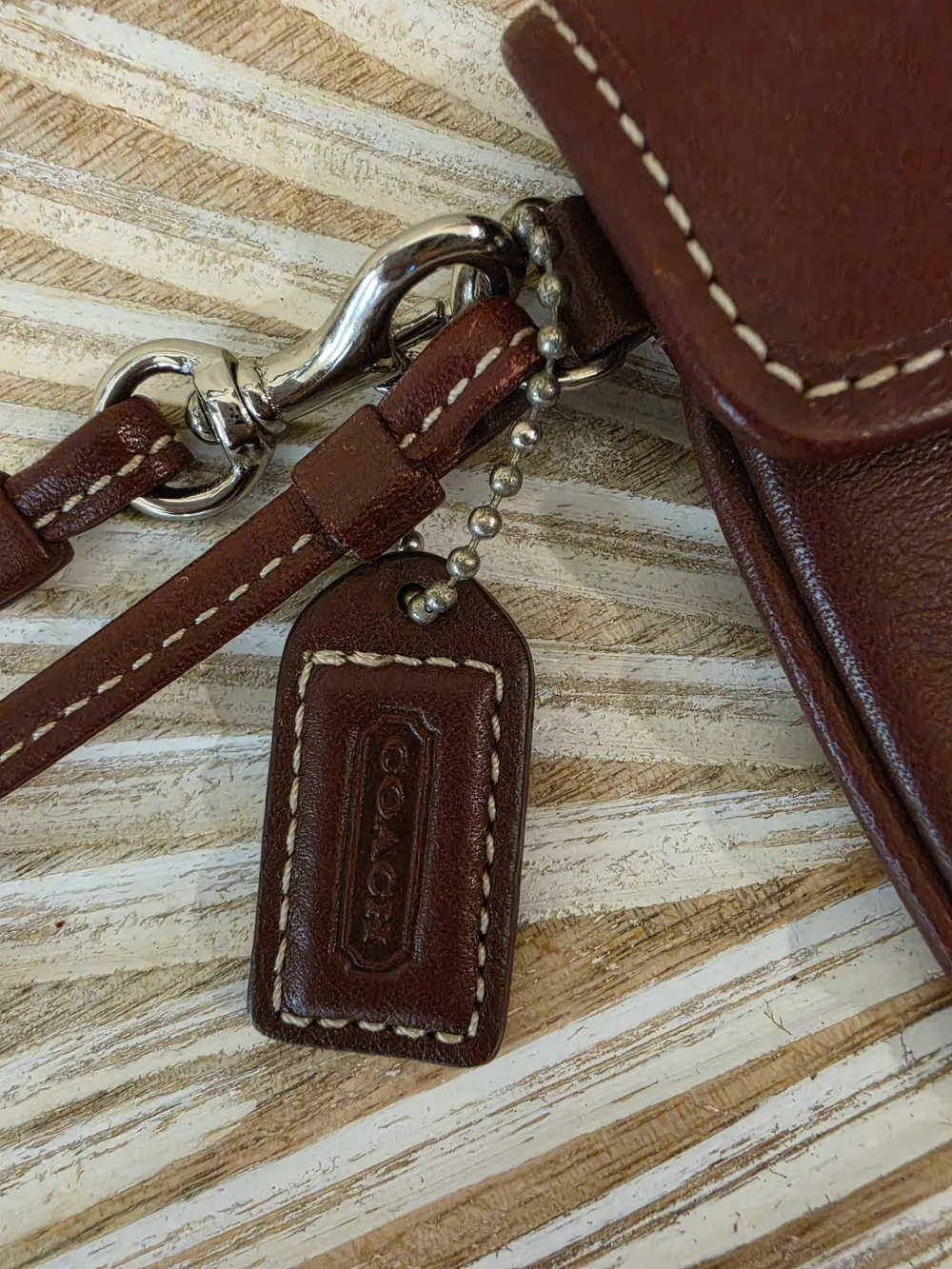 Coach Leather Buckle-Front Wristlet